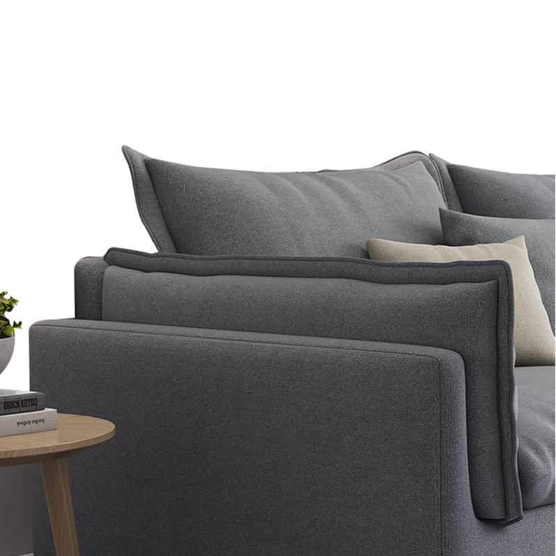 Nordic Loose Back Linen Sofa & Chaise Square Arm Cushions Sofa