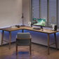 Wooden Office Laptop Table Brown L-Shaped Writing Desk for Home