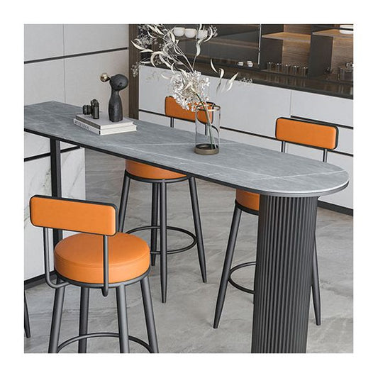 Stone Double Pedestal Counter Wine Table Modern Indoor Bar/Dinette Table Clearhalo 'Bar Furniture' 'Bar Tables' 'bar_tables' 'furn' 'furn_bar_tables' 'Furniture' 'furniture_bar_tables' 'Kitchen & Dining Furniture' 1200x1200_1f8d6d11-b65e-4201-8abc-b3ece840b7b1