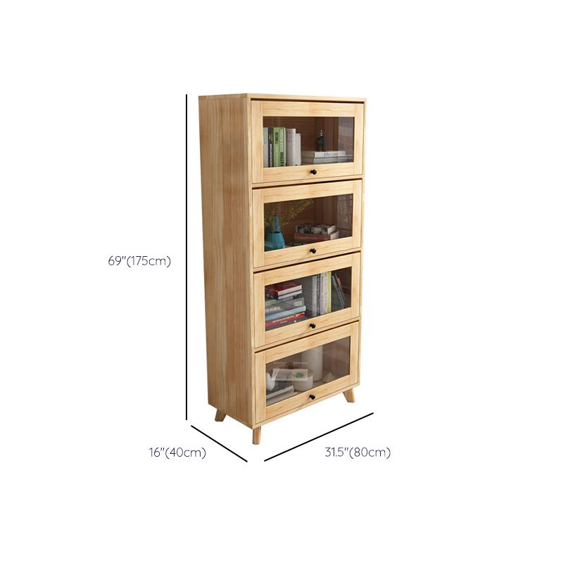 Natural Pine Wood 31.5" Wide Accent Cabinet with Glass Paned Clearhalo 'Cabinets & Chests' 'cabinets_chests' 'furn' 'furn_cabinets_chests' 'Furniture' 'Living Room Furniture' 1200x1200_1f8d9db6-390a-4a57-b7f5-d4fc67ef4926