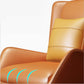 Modern Pillow Back Chair Genuine Leather Upholstered ArmChair in Orange