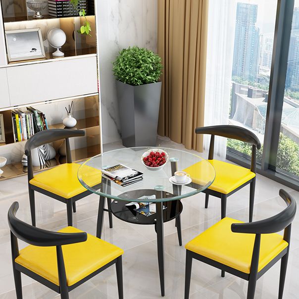 Modern Glass Dining Table 31.5" Round Dining Table with Black Frame for Home Use Clearhalo ' dining_table' 'Dining Tables & Seating' 'Dining Tables' 'furn' 'furn_dining_table' 'Furniture' 'furniture_dining_table' 'Kitchen & Dining Furniture' 'kitchen&dining_furn' 'kitchen' 'kitchen_dining_table' 1200x1200_1f8fc404-5b61-4258-b4cb-813f4bb5dd14