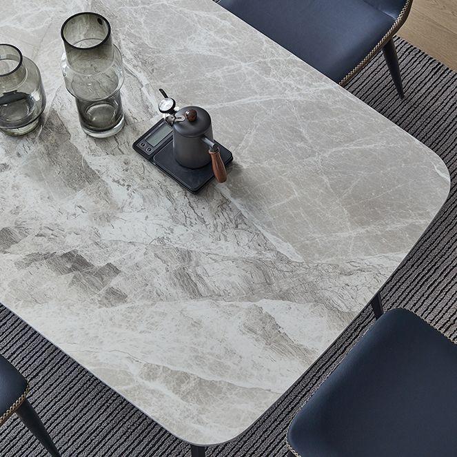 Minimalist Rectangle Sintered Stone Dining Table with Metal Base Dining Table for Restaurant Clearhalo ' dining_table' 'Dining Tables & Seating' 'Dining Tables' 'Furniture' 'furniture_dining_table' 'Kitchen & Dining Furniture' 'kitchen&dining_furn' 'kitchen' 'kitchen_dining_table' 1200x1200_1f9064b5-fcf3-480b-9fec-3c039e23d3bd