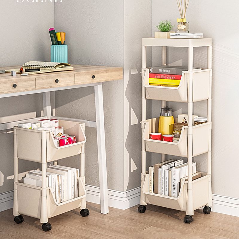 Urban Closed Back Shelf Bookcase Plastic/Acrylic Bookshelf with Caster Clearhalo 'Bookcases' 'furn' 'furn_bookcases' 'Furniture' 'Office Furniture' 1200x1200_1f90ae33-bca7-4bfb-ad5e-cdb3a17b748a