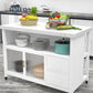 Modern Kitchen Island Table Dining Room Prep Table with Storage Cabinet