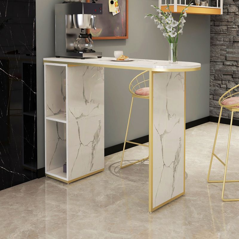 Wood Bar Table with Storage Glam Pub Table with Double Pedestal Clearhalo 'Bar Furniture' 'Bar Tables' 'bar_tables' 'furn' 'furn_bar_tables' 'Furniture' 'Kitchen & Dining Furniture' 1200x1200_1f91c8d4-5592-4e84-9146-bf9ffb504c99