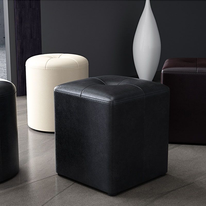 Glam Pouf Ottoman Genuine Leather Stain Resistant Upholstered Square Ottoman Clearhalo 'furn' 'furn_ottomans_poufs' 'Furniture' 'Living Room Furniture' 'Ottomans & Poufs' 'ottomans_poufs' 1200x1200_1f932414-98a5-4df9-bf3a-74a0dfb419e1