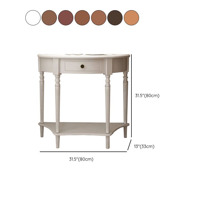 Mid Century Modern Accent Table Half Moon Wooden Console Table