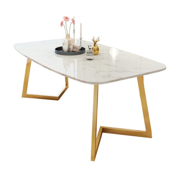 Metal Traditional Luxury Rectangle Indoor Table Sintered Stone Top Table with Sled Base Clearhalo ' dining_table' 'Dining Tables & Seating' 'Dining Tables' 'furn' 'furn_dining_table' 'Furniture' 'furniture_dining_table' 'Kitchen & Dining Furniture' 'kitchen&dining_furn' 'kitchen' 'kitchen_dining_table' 1200x1200_1f9a6d03-1179-4651-8426-f8af8079a3b3