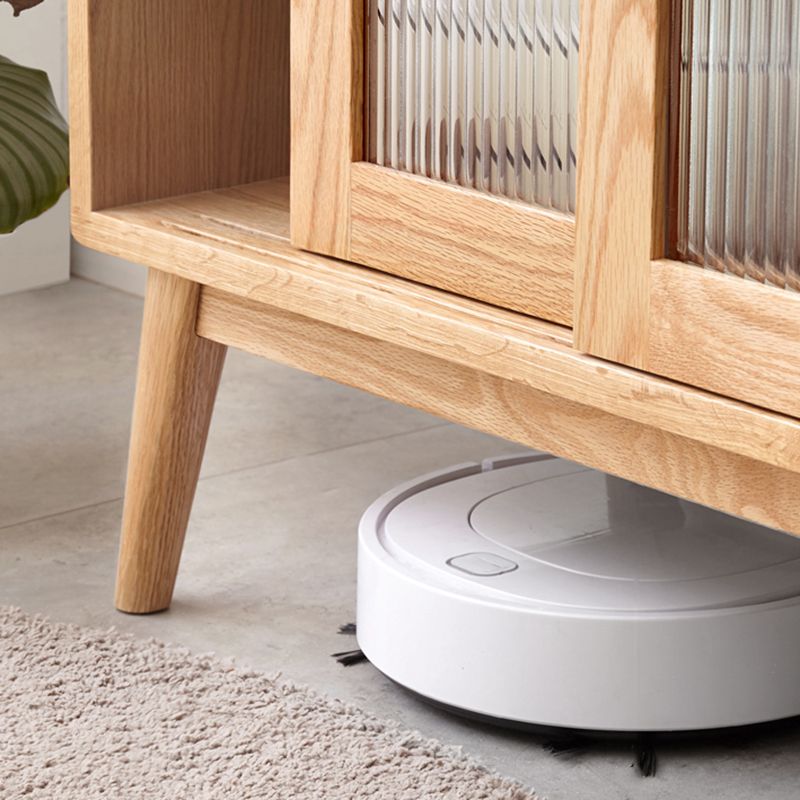 Servidor de comedor de madera sólida Puerta de vidrio de estilo moderno con almacenamiento abierto