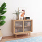 Two Glass Doors Buffet Server Wood Simple Style Kitchen Server for Dining Room