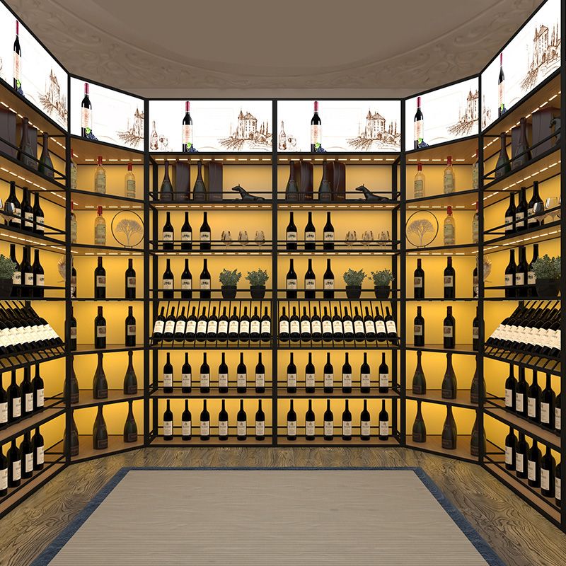 Porte-bouteille à vin industriel en bois Fabriqué le support de bouteille en bois en noir mat