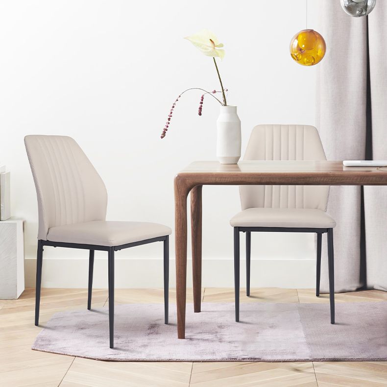 Scandinavian Style Leather Dining Chairs Solid Back Armless Dining Chairs for Kitchen (Set of 2) Clearhalo ' kitchen&dining_furn' 'Dining Chairs' 'Dining Tables & Seating' 'dining_chair' 'furn' 'furn_dining_chair' 'Furniture' 'furniture_dining_chair' 'Kitchen & Dining Furniture' 'kitchen' 1200x1200_1f9be6db-6581-4ed4-a755-5549d3e397f3