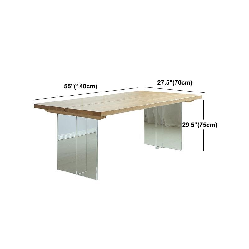 Natural Dining Table Rectangle Contemporary Style Solid Wood Dinner Table Clearhalo 'Dining Tables & Seating' 'Dining Tables' 'dining_table' 'furn' 'furn_dining_table' 'Furniture' 'Kitchen & Dining Furniture' 1200x1200_1f9d3528-481d-4efa-9321-a378b1eca367