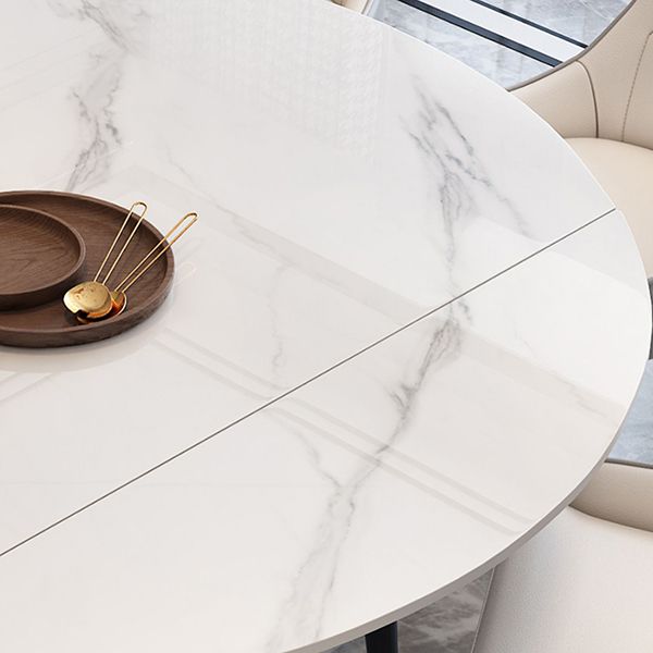 Modern Style Sintered Stone Dining Table White Round Table with Black Legs Clearhalo ' dining_table' 'Dining Tables & Seating' 'Dining Tables' 'furn' 'furn_dining_table' 'Furniture' 'furniture_dining_table' 'Kitchen & Dining Furniture' 'kitchen&dining_furn' 'kitchen' 'kitchen_dining_table' 1200x1200_1f9e2ef0-6d08-4697-9022-0f81d599da7a