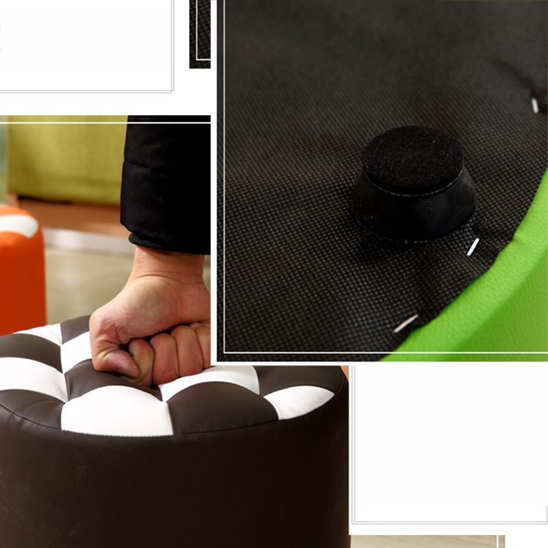 Modern Round Pouf Plaid Pattern Leather Pouf for Drawing Room Clearhalo 'furn' 'furn_ottomans_poufs' 'Furniture' 'Living Room Furniture' 'Ottomans & Poufs' 'ottomans_poufs' 1200x1200_1f9e9441-10d0-4cf5-a262-286984ca4f40