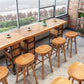 Contemporary Solid Wood Counter Stool Saddle Seat Backless Bar Stool