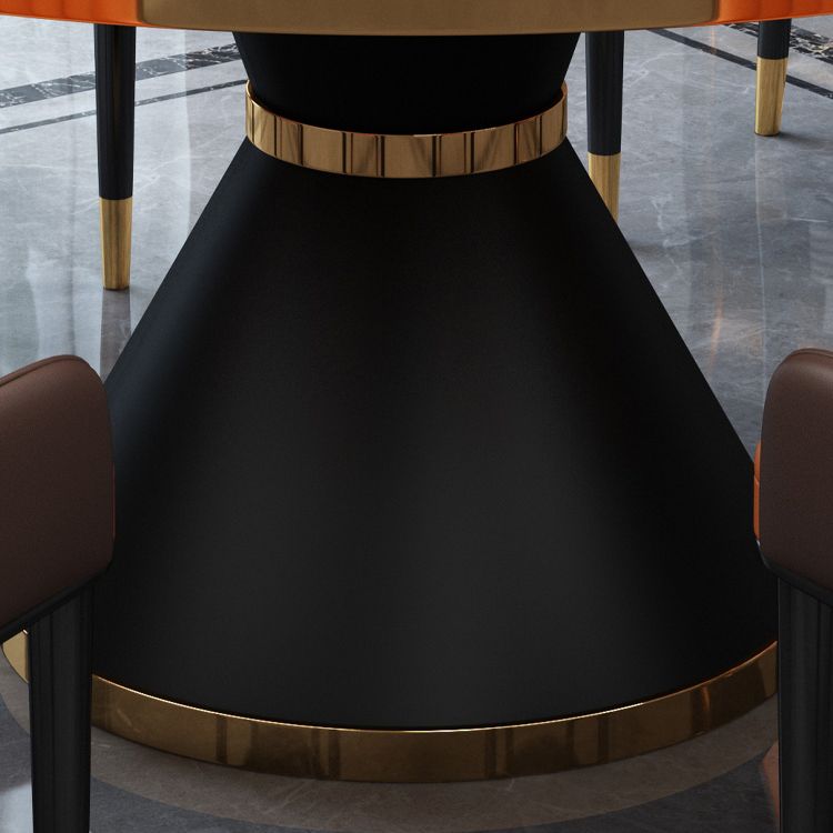 Metal Base Contemporary Style Round Dining Table Sintered Stone Table for Home Clearhalo ' dining_table' 'Dining Tables & Seating' 'Dining Tables' 'furn' 'furn_dining_table' 'Furniture' 'furniture_dining_table' 'Kitchen & Dining Furniture' 'kitchen&dining_furn' 'kitchen' 'kitchen_dining_table' 1200x1200_1f9fe774-c56a-4297-8319-99879fc08bf0