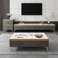 Contemporary Rectangle Stone Cocktail Table Slate with 4 Drawers