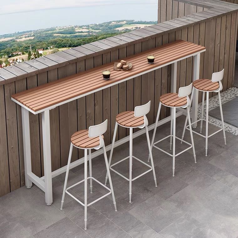 Ensemble de Table de Bar moderne, 1/2/5 pièces, Table de comptoir rectangulaire en bois avec tabourets pour balcon