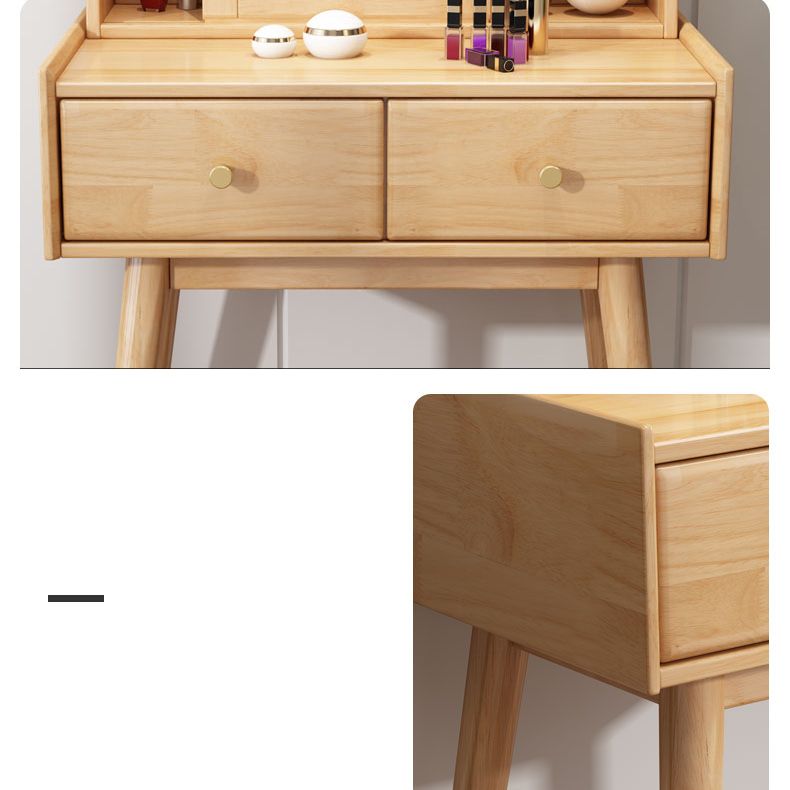 Modern 2-Drawers Solid Wood Dressing Table Mirror Makeup Table Clearhalo 'Bedroom Furniture' 'furn' 'furn_makeup_vanities' 'Furniture' 'Makeup Vanities' 'makeup_vanities' 1200x1200_1fa198db-3ddb-4cb5-9dd0-01b261838bdf