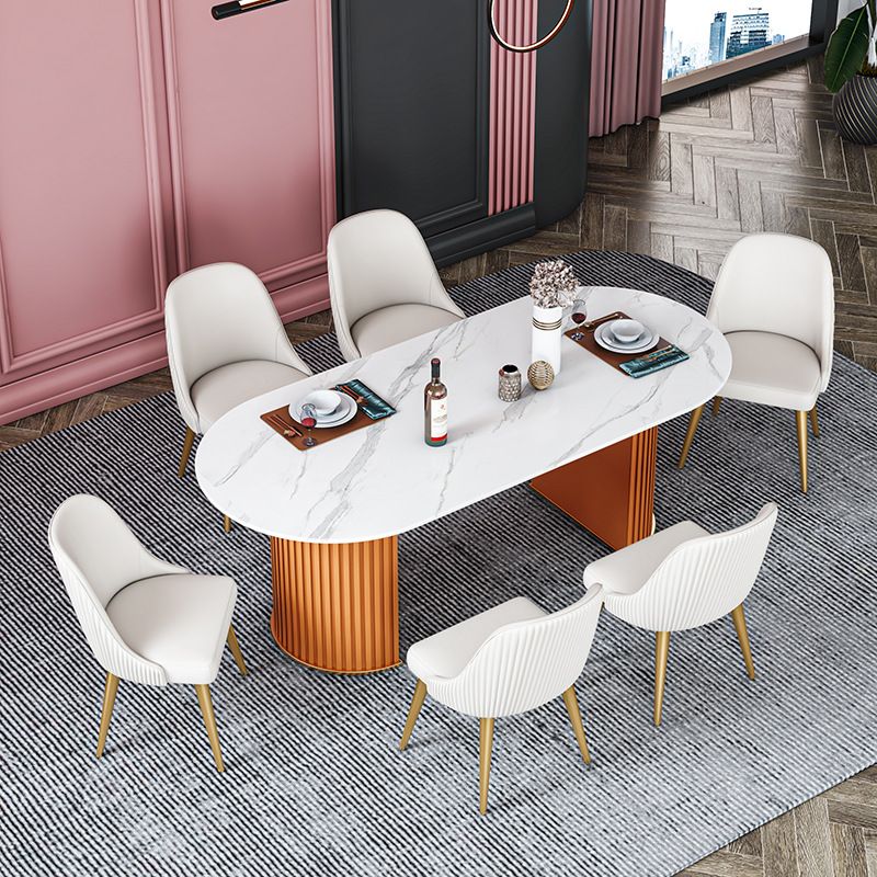 Stone Top Dining Table Contemporary Oval Dining Table with Sled Base Clearhalo 'Dining Tables & Seating' 'Dining Tables' 'dining_table' 'Furniture' 'furniture_dining_table' 'Kitchen & Dining Furniture' 'kitchen' 'kitchen_dining_table' 1200x1200_1fa1aff3-66a5-42b0-997f-e2c5b963547a