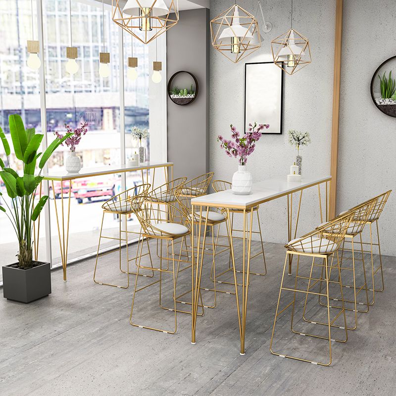 White Glam Style Table in Faux Marble and Metal Milk Tea Shop Bar Table Clearhalo 'Bar Furniture' 'Bar Tables' 'bar_tables' 'furn' 'furn_bar_tables' 'Furniture' 'furniture_bar_tables' 'Kitchen & Dining Furniture' 1200x1200_1fa35503-4912-4cb7-b5f3-4713cefb462f
