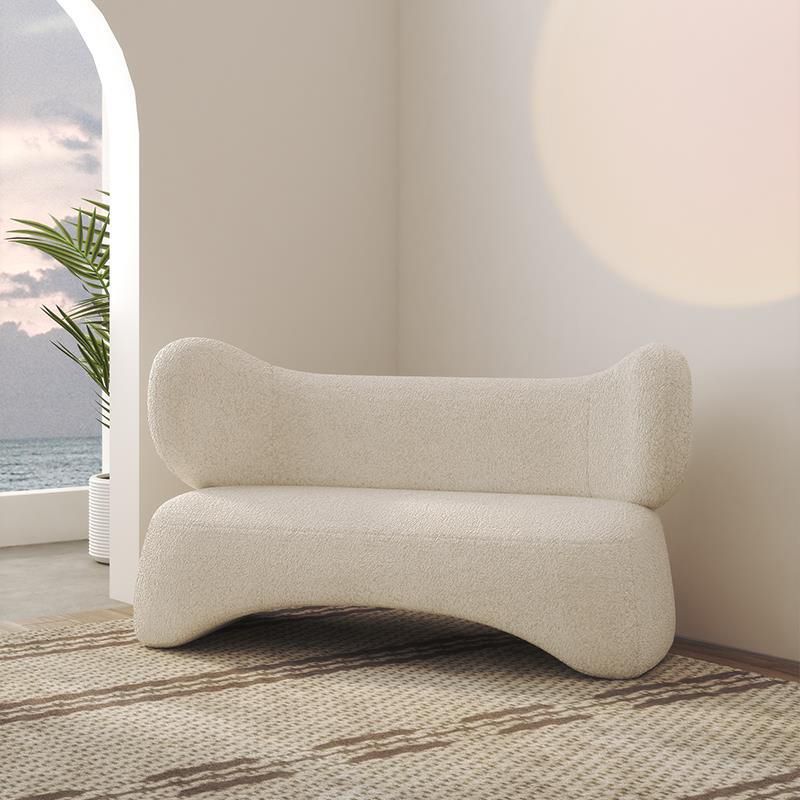 Sofá moderno de tela en color blanco, sofá estándar con brazo de esmoquin para sala de estar