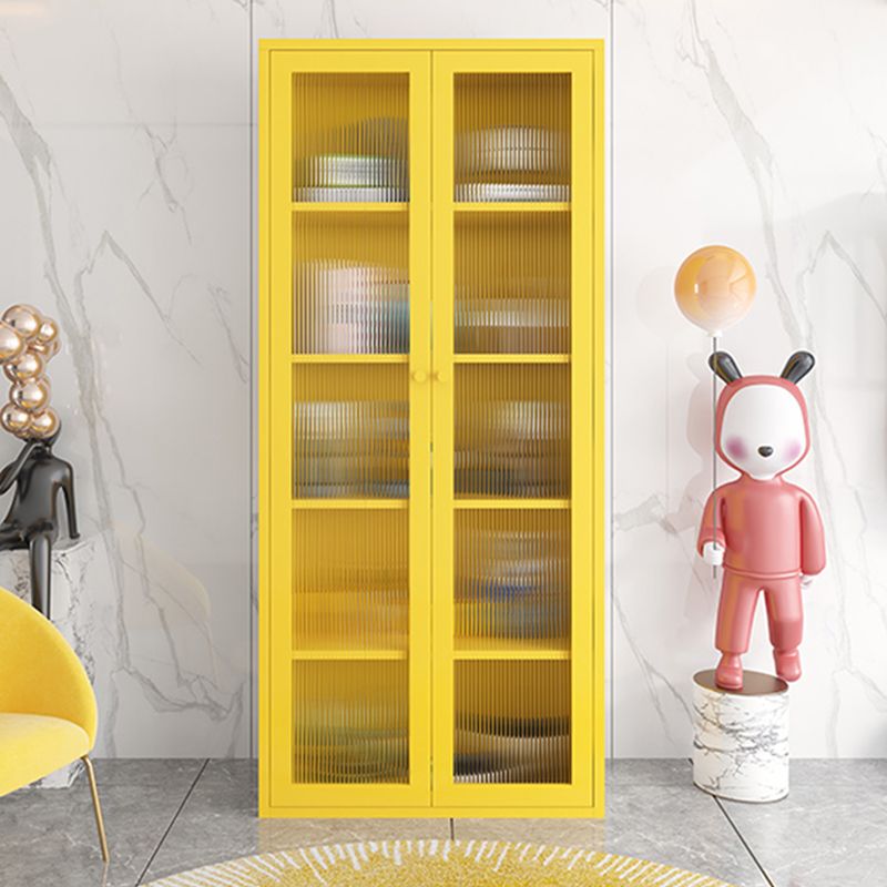 Modern Style Standard Bookshelf Metal Closed Back Bookcase with Door for Home Office
