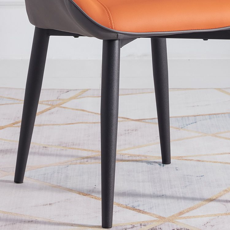 Contemporary Dining Arm Chairs Matte Finish Leather Curved Parsons Chair Clearhalo ' kitchen&dining_furn' 'Dining Chairs' 'Dining Tables & Seating' 'dining_chair' 'furn' 'furn_dining_chair' 'Furniture' 'furniture_dining_chair' 'Kitchen & Dining Furniture' 'kitchen' 1200x1200_1fa744dc-178b-4a06-8a41-db2640b2134a