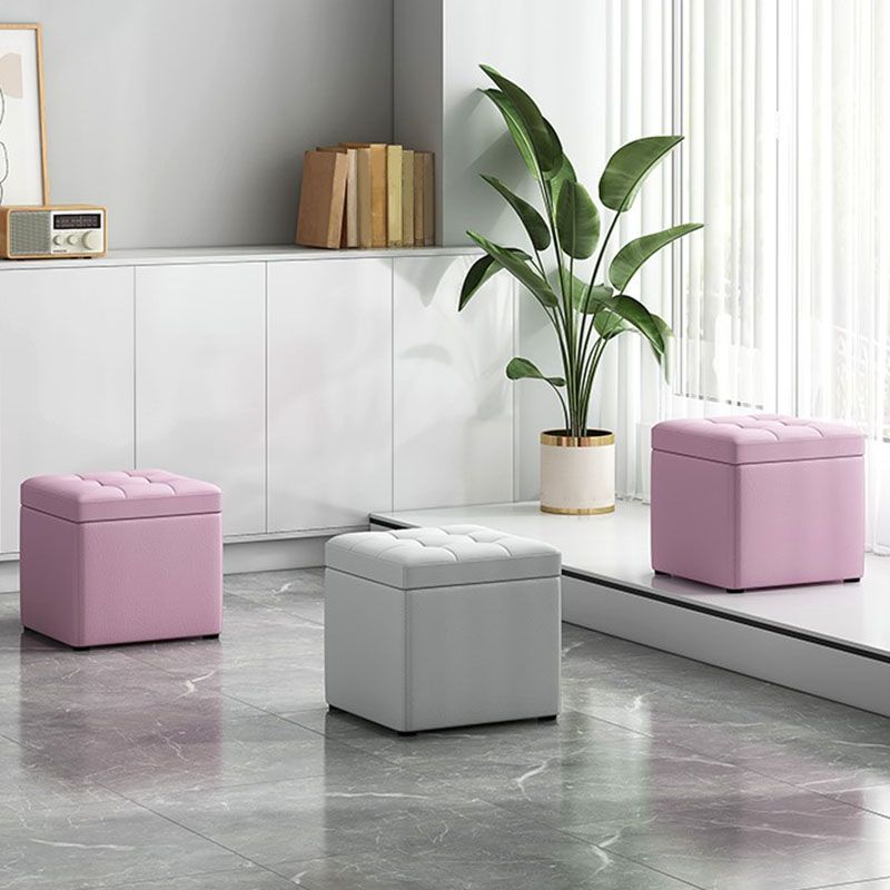 Modern Pouf Ottoman Cotton Upholstered Tufted Solid Color Square Ottoman with Storage Clearhalo 'furn' 'furn_ottomans_poufs' 'Furniture' 'Living Room Furniture' 'Ottomans & Poufs' 'ottomans_poufs' 1200x1200_1fa956cf-1c7a-490a-929a-aac2ad807c29