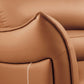 Modern Genuine Leather Sewn Pillow Back Flared Arm Sofa For Living Room