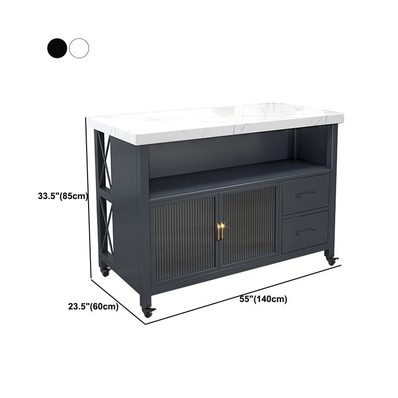 Carro moderno de la cocina de cocina de la isla de cocina de mármol con gabinete de doble cara