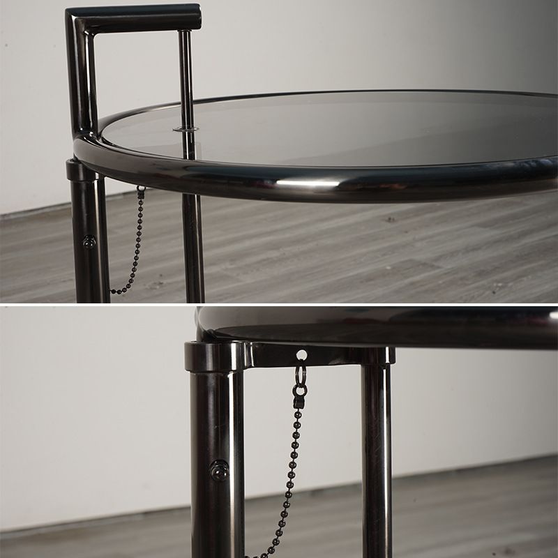 26.4 "丸いガラストップエンドテーブルステンレススチールCサイドテーブル