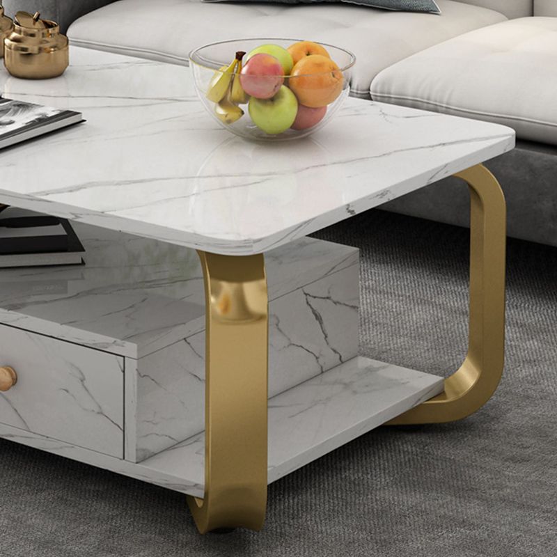 Glam Coffee Table with Cross Legs and Storage Shelf Cocktail Table Clearhalo 'Coffee & Accent Tables' 'Coffee Tables' 'coffee_tables' 'furn' 'furn_coffee_tables' 'Furniture' 'Living Room Furniture' 1200x1200_1fac87c8-371b-4ded-a0ab-590869d7c13d