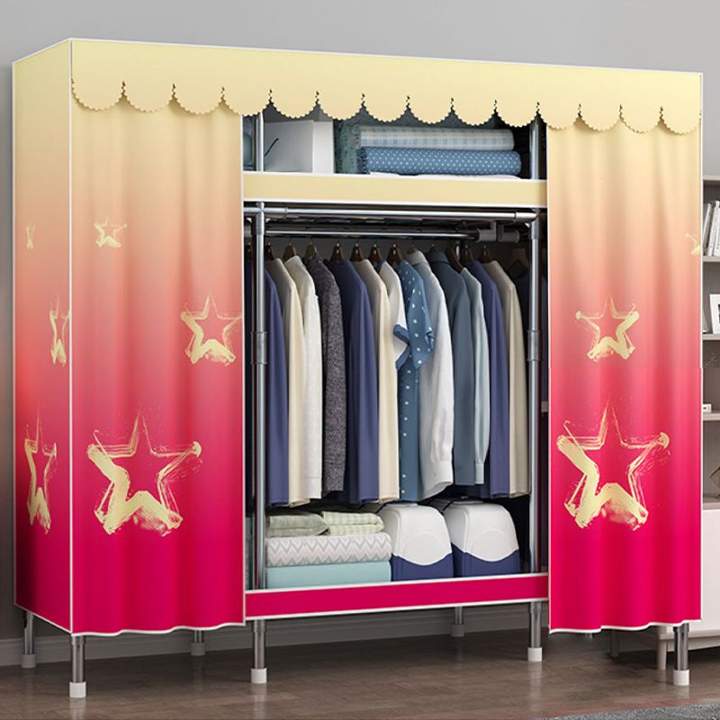 Moderne Style Garderobe Metal 2 Regale Kleiderschrankschrank für Schlafzimmer
