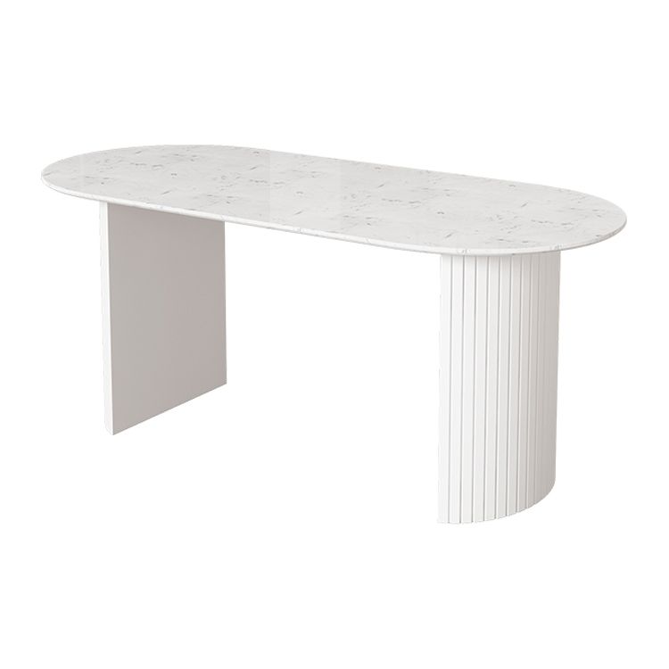 Contemporary Style Stone Dining Table Double Pedestal Table for Dining Room Clearhalo ' dining_table' 'Dining Tables & Seating' 'Dining Tables' 'furn' 'furn_dining_table' 'Furniture' 'furniture_dining_table' 'Kitchen & Dining Furniture' 'kitchen&dining_furn' 'kitchen' 'kitchen_dining_table' 1200x1200_1faec0c7-3c85-42e4-81a4-ef1b5e782499
