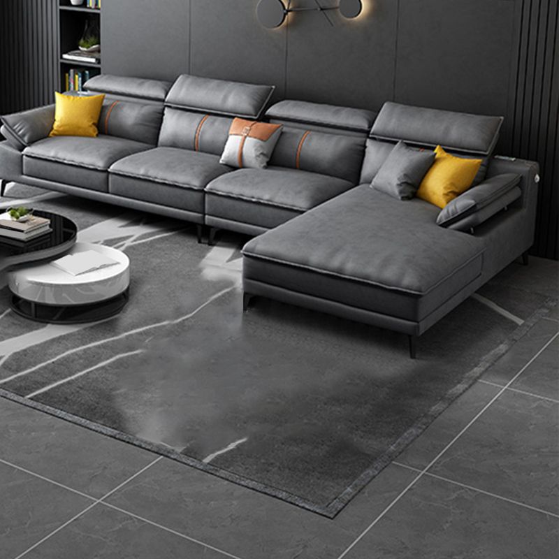 Grey Modern Adjustable Sofa & Chaise Pillow Top Arm Sectional Clearhalo 'furn' 'furn_sectionals' 'Furniture' 'Living Room Furniture' 'Sectionals' 1200x1200_1faf29ee-bed0-4ff8-ba6f-cbb6f7ca8a72