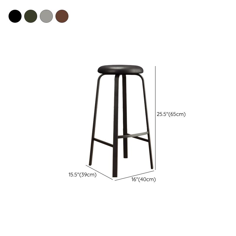 Modern Stackable Armless Counter Stool Iron Bar Stool with Cushion and Pedal for Cafe Clearhalo 'Bar Furniture' 'Bar Stools' 'bar_stools' 'furn' 'furn_bar_stools' 'Furniture' 'Kitchen & Dining Furniture' 1200x1200_1faf86f5-5d1d-4362-972b-75943f79b400