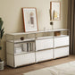 Contemporary Metal Sideboard with Drawers White Dining Buffet for Living Room Clearhalo 'buffet_sideboard' 'Buffets & Sideboards' 'furn' 'furn_buffet_sideboard' 'Furniture' 'Kitchen & Dining Furniture' 1200x1200_1fb0d9f5-cf78-4b92-a168-4bd8cc80e08d