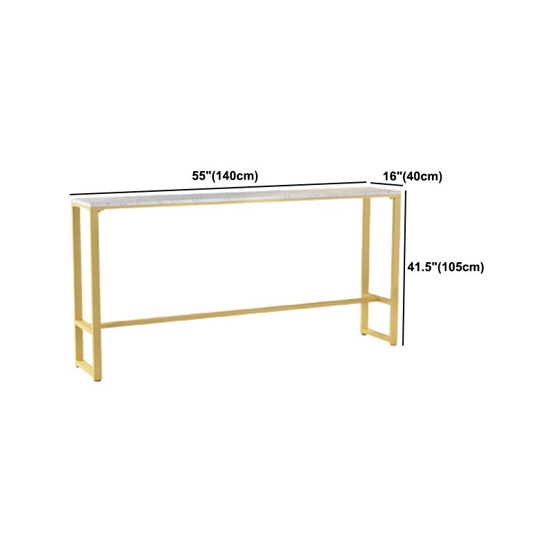 Modern Marble Bar Table Set 1/2/7 Pieces Rectangle White Trestle Table and Stool Set