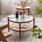Tropical Coffee Table Glass Top Round Coffee Cocktail Table with Storage