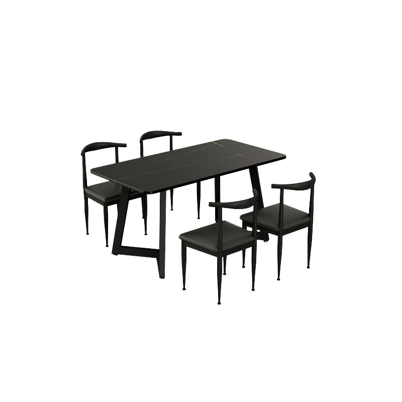 Modern 1/3/7 Pieces Dining Set Rectangle Stone Dining Table for Cafe Clearhalo 'Dining Room Sets' 'Dining Tables & Seating' 'dining_room_set' 'furn' 'furn_dining_room_set' 'Furniture' 'Kitchen & Dining Furniture' 1200x1200_1fb64726-1d5f-46d4-af78-3775bbe42696