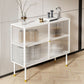 Glam Style Kitchen Buffet Server Glass 2 Door 39.5"L Metal Frame Dining Server