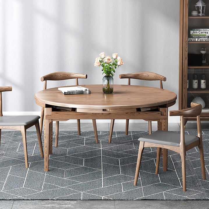 Modern Brown Dining Table Round Solid Wood Dining Table with 4 Legs for Home Clearhalo ' dining_table' 'Dining Tables & Seating' 'Dining Tables' 'furn' 'furn_dining_table' 'Furniture' 'furniture_dining_table' 'Kitchen & Dining Furniture' 'kitchen&dining_furn' 'kitchen' 'kitchen_dining_table' 1200x1200_1fb67484-cbe0-4e2b-92c4-8f29e2e14121