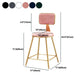 Nordic Backrest Armless Counter Stool Iron Dessert Shop Bar Stool with Cushion and Pedal