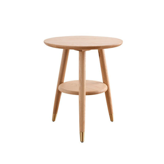 Ashwood de 3 patas modernistas con mesa auxiliar de doble nivel redondo de almacenamiento