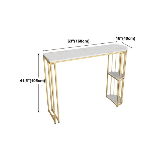 Glam Style Storage Bar Table Gold Frame 42 Inch Height Table for Restaurant Clearhalo 'Bar Furniture' 'Bar Tables' 'bar_tables' 'furn' 'furn_bar_tables' 'Furniture' 'furniture_bar_tables' 'Kitchen & Dining Furniture' 'kitchen&dining_furn' 'kitchen' 1200x1200_1fb7809e-e3cd-40f7-9e77-be64328e3ea9