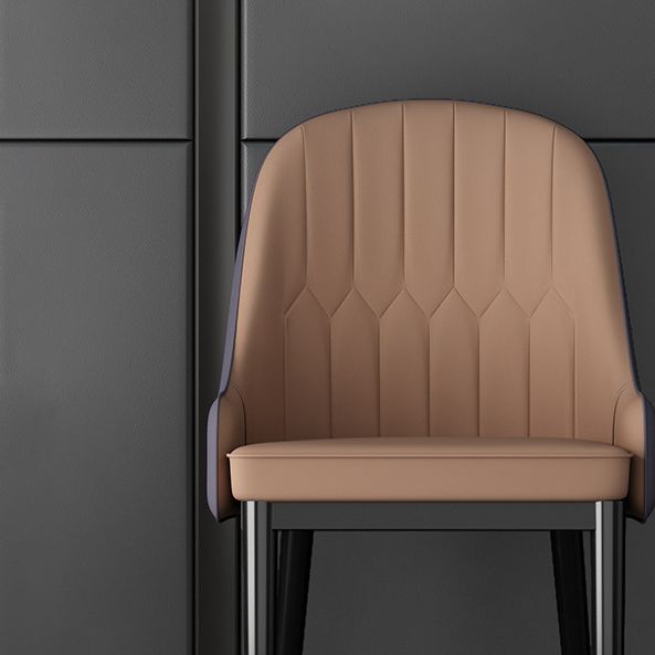 Glam Style Faux Leather Chair Parsons Dining Chair for Home with Black Legs Clearhalo ' kitchen&dining_furn' 'Dining Chairs' 'Dining Tables & Seating' 'dining_chair' 'Furniture' 'furniture_dining_chair' 'Kitchen & Dining Furniture' 'kitchen' 1200x1200_1fb8a581-e709-4449-9cae-8408a3a428fa