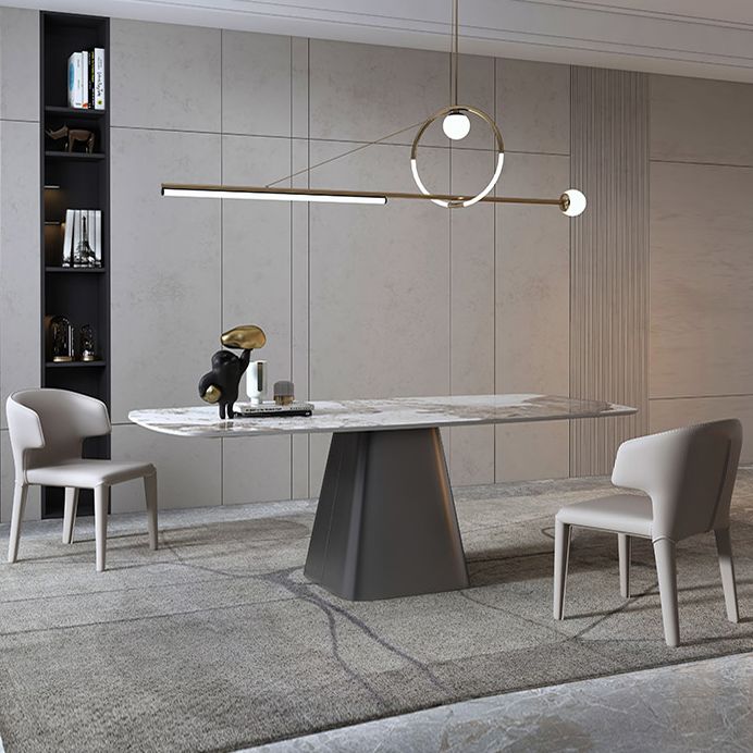 Metal Traditional Luxury Rectangular Dining Table Sintered Stone Top Table with Pedestal Base Clearhalo ' dining_table' 'Dining Tables & Seating' 'Dining Tables' 'furn' 'furn_dining_table' 'Furniture' 'furniture_dining_table' 'Kitchen & Dining Furniture' 'kitchen&dining_furn' 'kitchen' 'kitchen_dining_table' 1200x1200_1fb942f4-a4f0-47fb-bff8-d79db3cd6825